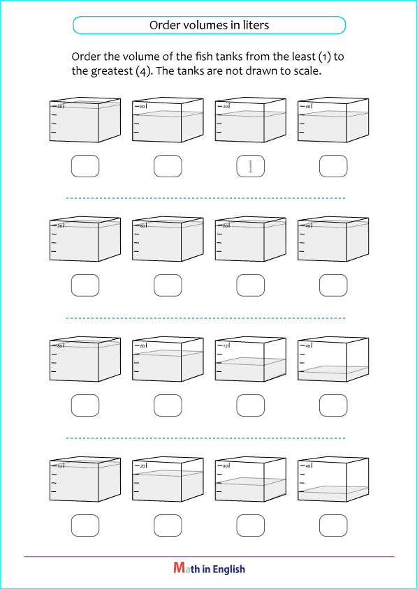 ordering of volumes in liters