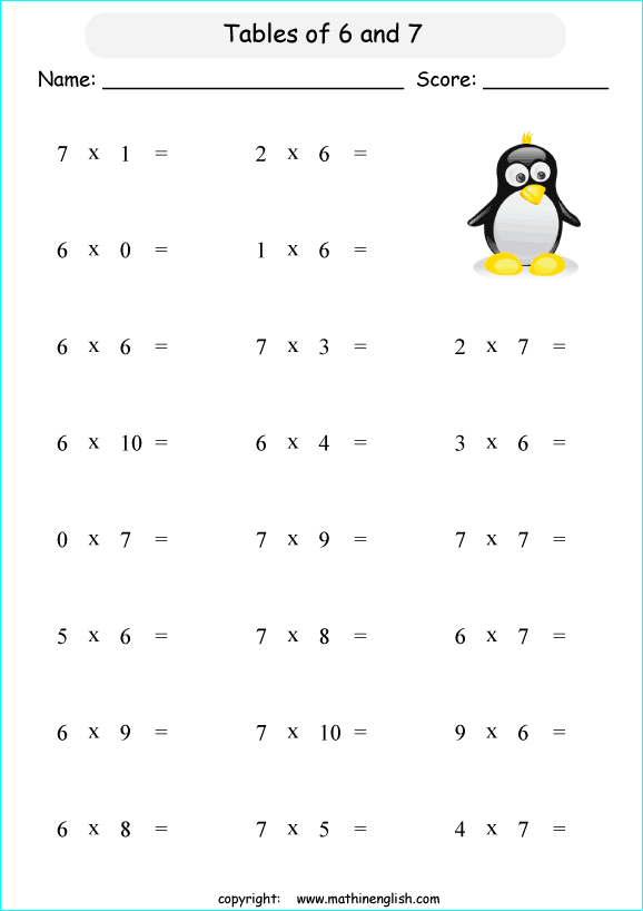 printable math multiplication tables worksheets for kids in primary and elementary math class 