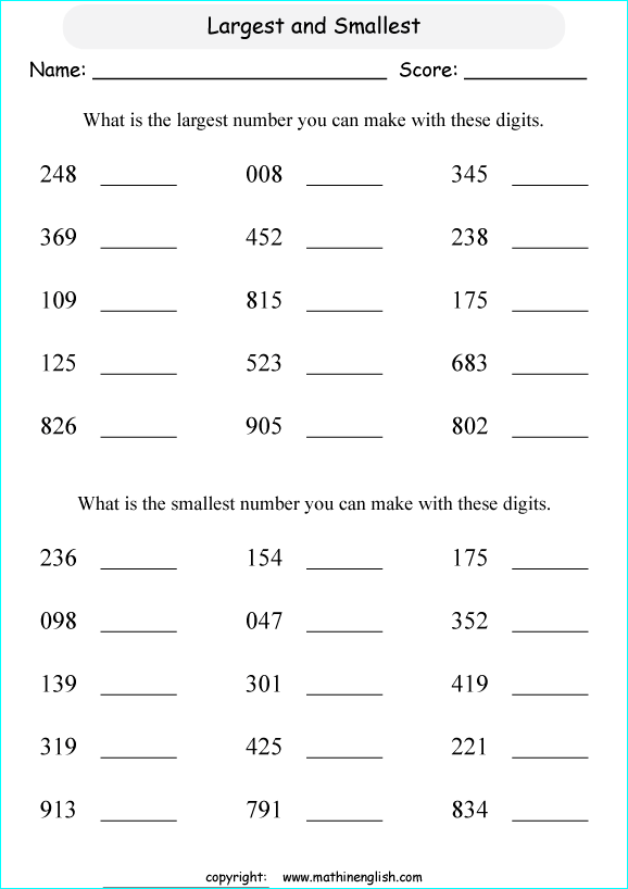 printable math place value of 3 digit number worksheets for kids in primary and elementary math class 