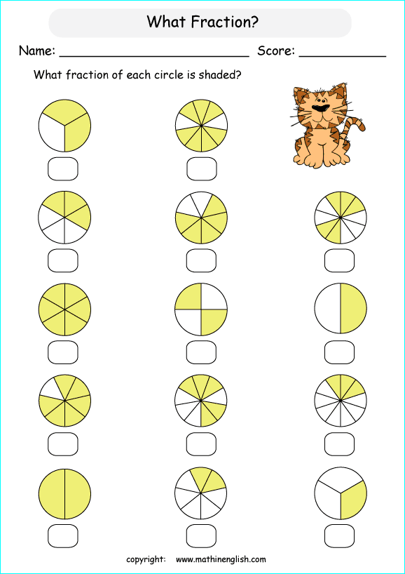 printable fraction with pictures and shapes worksheets for kids in primary and elementary math class 