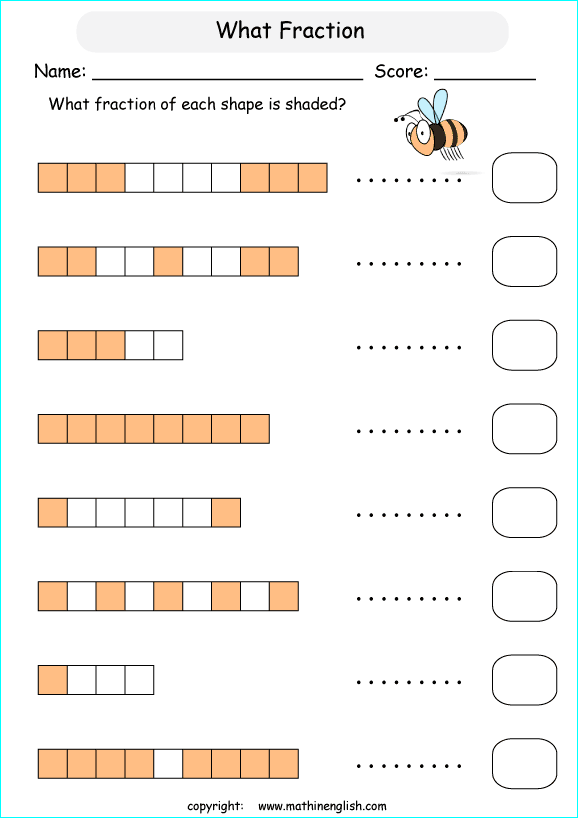 printable fraction with pictures and shapes worksheets for kids in primary and elementary math class 