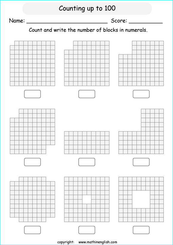 printable math countig numbers,  numeracy and number worksheets for primary and elementary math class