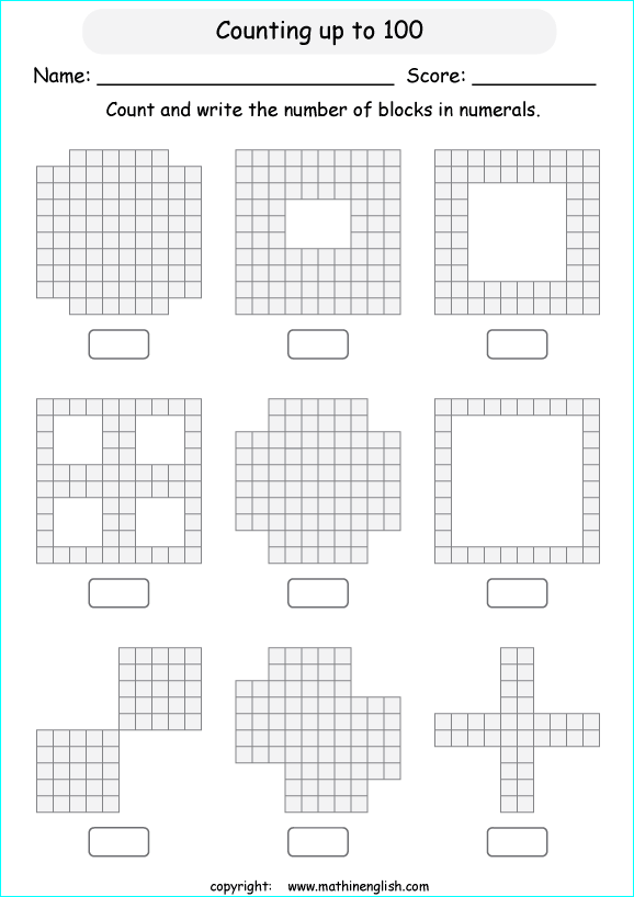 printable math countig numbers,  numeracy and number worksheets for primary and elementary math class