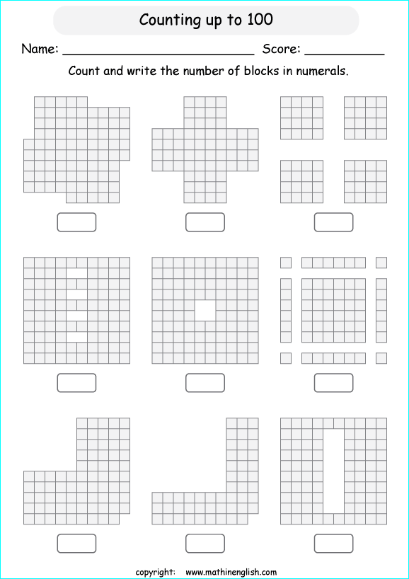 printable math countig numbers,  numeracy and number worksheets for primary and elementary math class