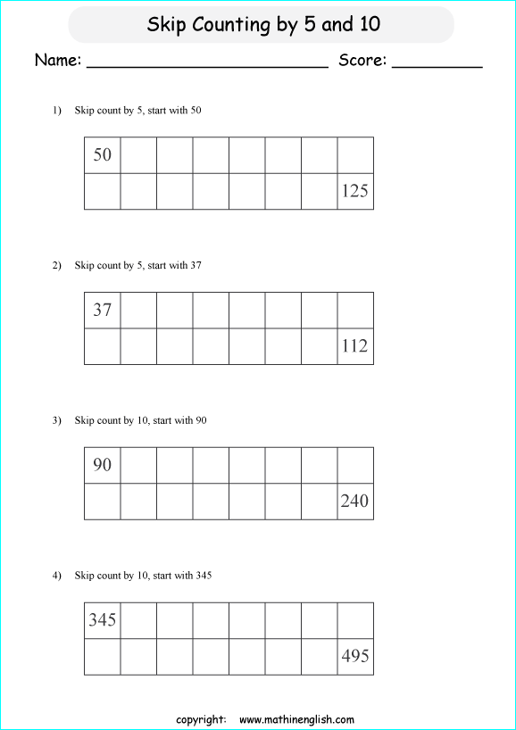 printable math skipcountimg 1 digit numbers worksheets for kids in primary and elementary math class 