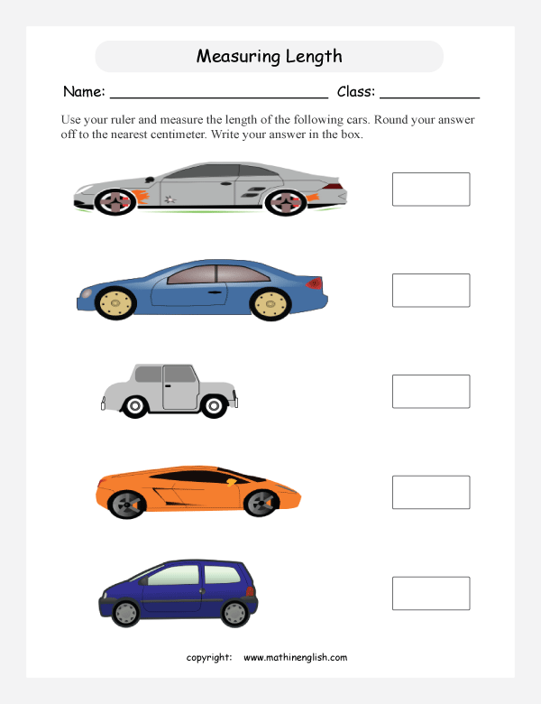 measuring length worksheets for primary math  