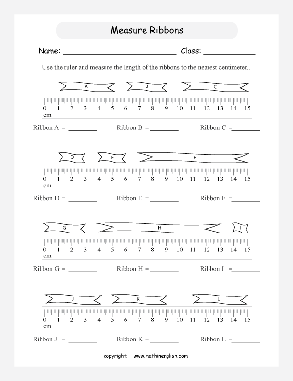 measuring length worksheets for primary math  