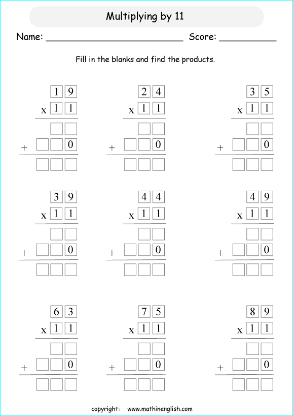 printable math multiplication 2 digits by 2 digit worksheets for kids in primary and elementary math class 