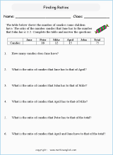 fiding ratios math worksheets for grade 1 to 6 