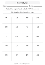 printable math divisibility rules worksheets for kids in primary and elementary math class 