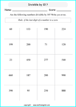 printable math divisibility rules worksheets for kids in primary and elementary math class 