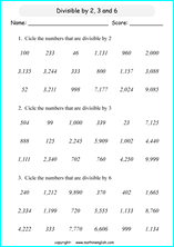 printable math divisibility rules worksheets for kids in primary and elementary math class 