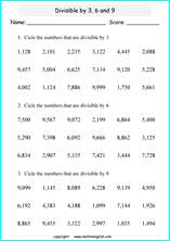 printable math divisibility rules worksheets for kids in primary and elementary math class 