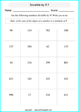 printable math divisibility rules worksheets for kids in primary and elementary math class 