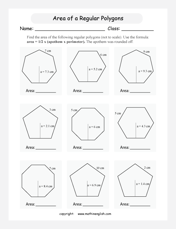 area and perimeter of polygons worksheets for primary math  