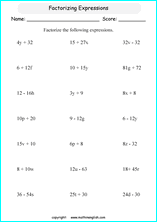 symplifying algebraic expressions worksheets for primary math